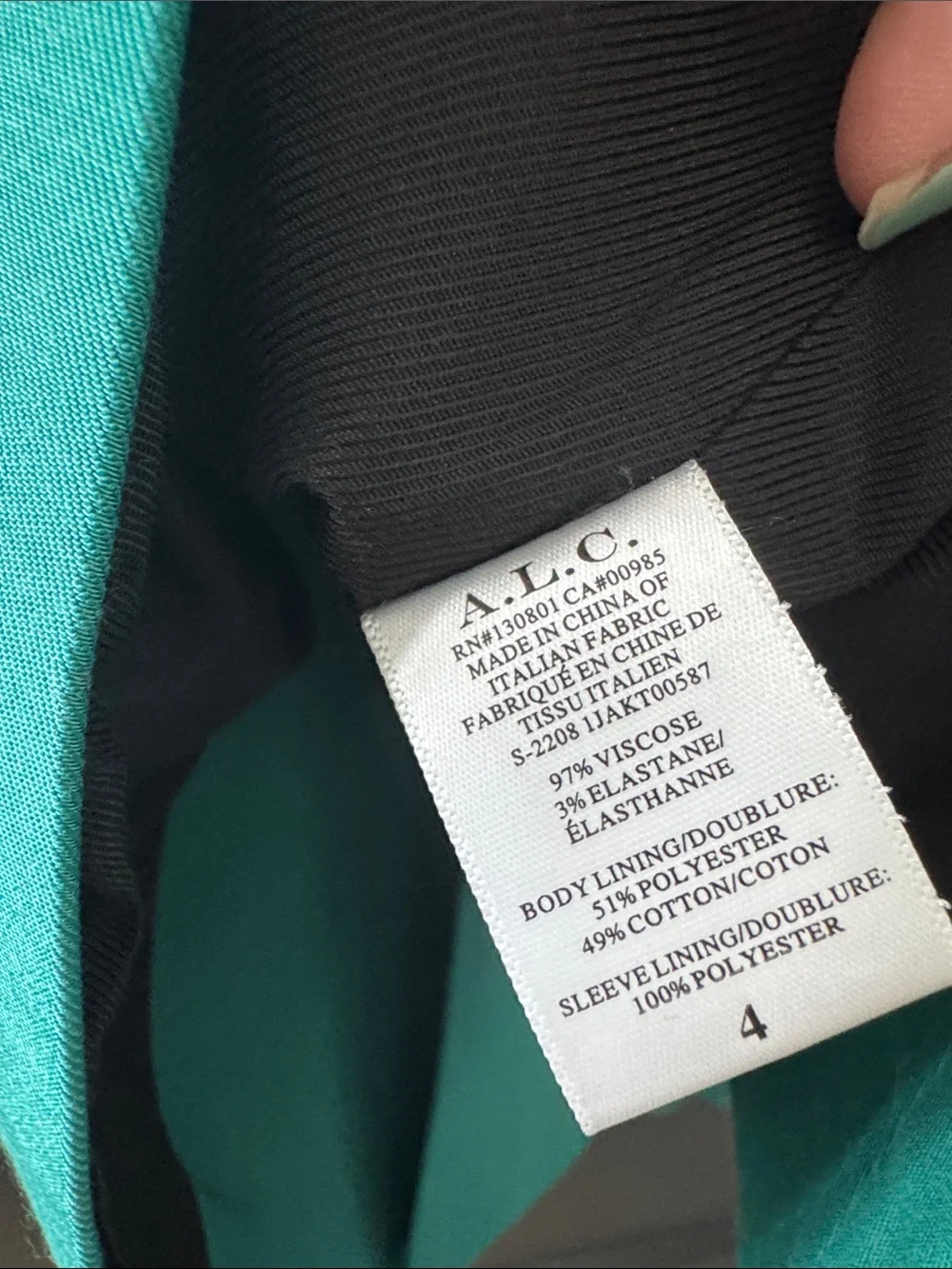 A.L.C. Teal Single-Button Blazer